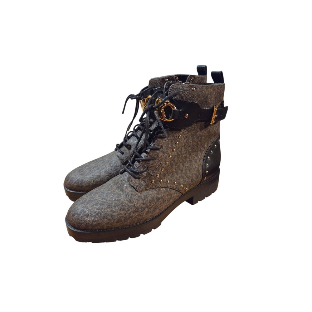 Michael kors boots kincaid Lace up womens designer boots brown black New 9m